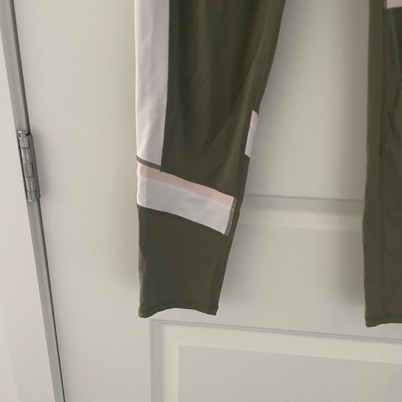 Sweaty Betty Power Full Length Leggings Moss Green Pink Stripe - Picture 6 of 8